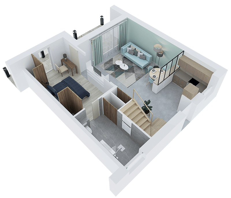 Plan 3D maison rdc le domaine des diamants blancs croix