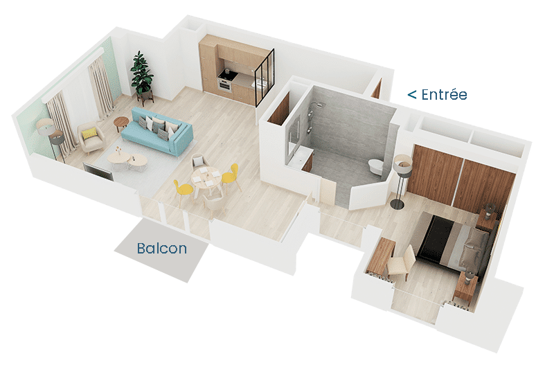 Plan appartement T2 Domaine de Bondues